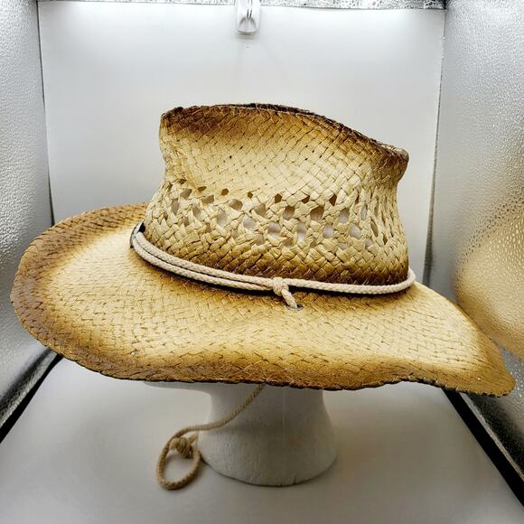 Rinco Western Cowgirl Medallion Tan Brown Straw Hat Youth Size 5 2009 Wide Brim - Picture 4 of 10